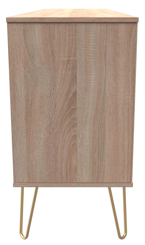 Product photograph of Jigsaw White And Oak Effect 150cm Tv Unit With Gold Hairpin Legs from Choice Furniture Superstore.