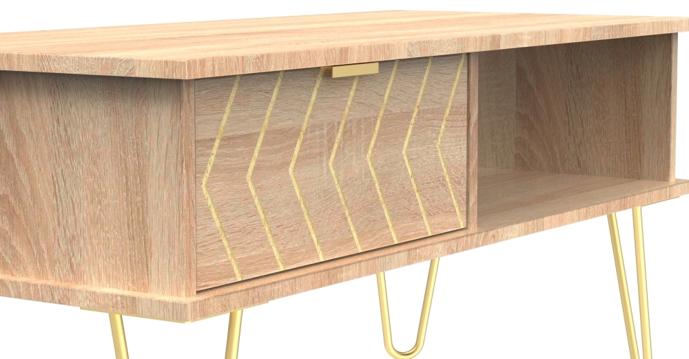 Product photograph of Jigsaw 1 Drawer Coffee Table With Hairpin Legs from Choice Furniture Superstore.