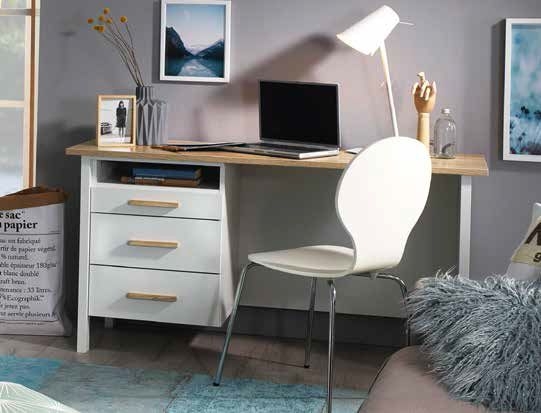 Product photograph of Rauch Home Office Alpine White And Sonoma Oak 3 Drawer Desk from Choice Furniture Superstore.