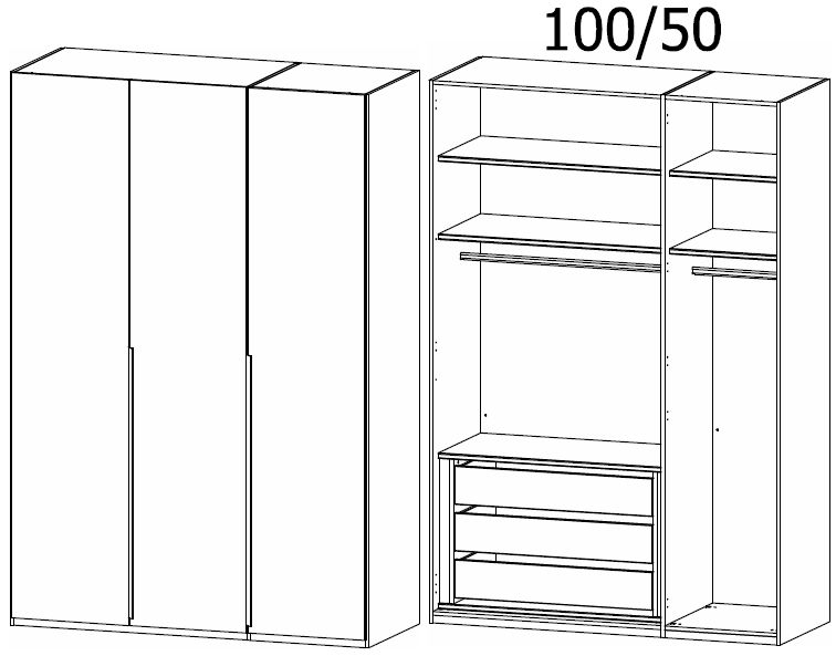 Product photograph of Rauch Purisma 151cm Silk Grey 3 Door Wardrobe from Choice Furniture Superstore.