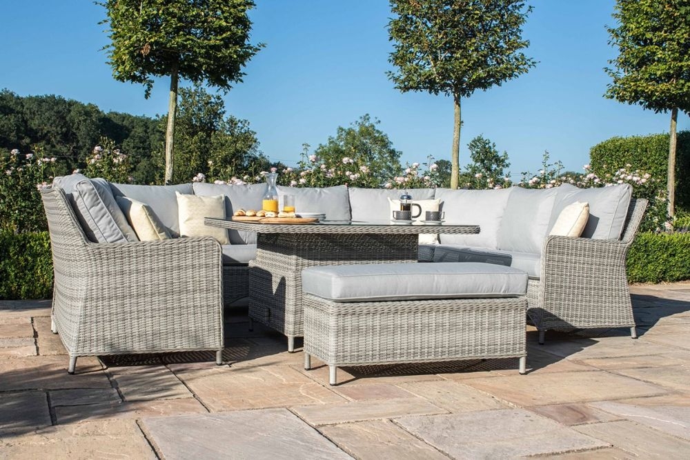 Product photograph of Maze Oxford Royal Light Grey U Shape Rattan Sofa Set With Rising Table from Choice Furniture Superstore.