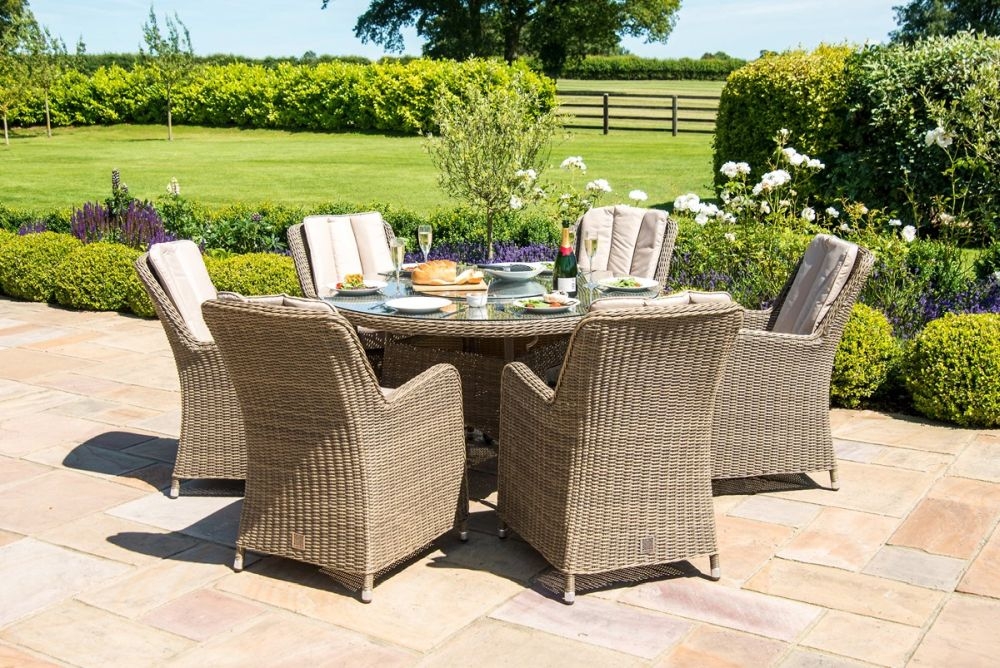 Product photograph of Maze Winchester Venice 6 Seat Round Rattan Fire Pit Dining Set With Lazy Susan - Kit-win-135-rfp-vc-ls from Choice Furniture Superstore.