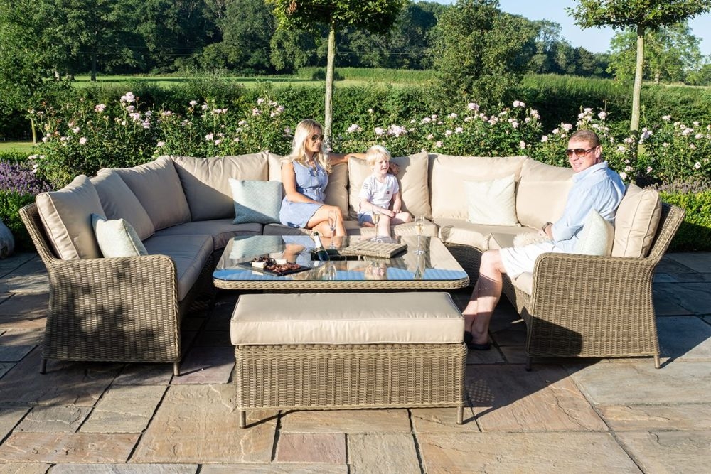Product photograph of Maze Winchester Royal U Shape Rattan Sofa Set With Rising Table from Choice Furniture Superstore.