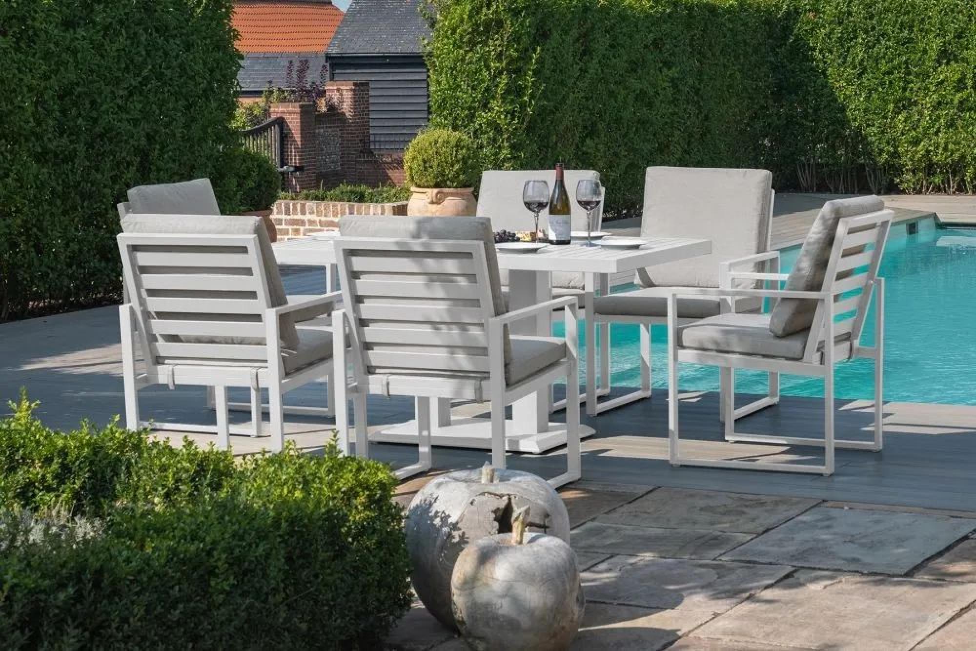 Product photograph of Maze Amalfi 6 Seat Rectangular Dining Set With Gas Lift Rising Table from Choice Furniture Superstore.