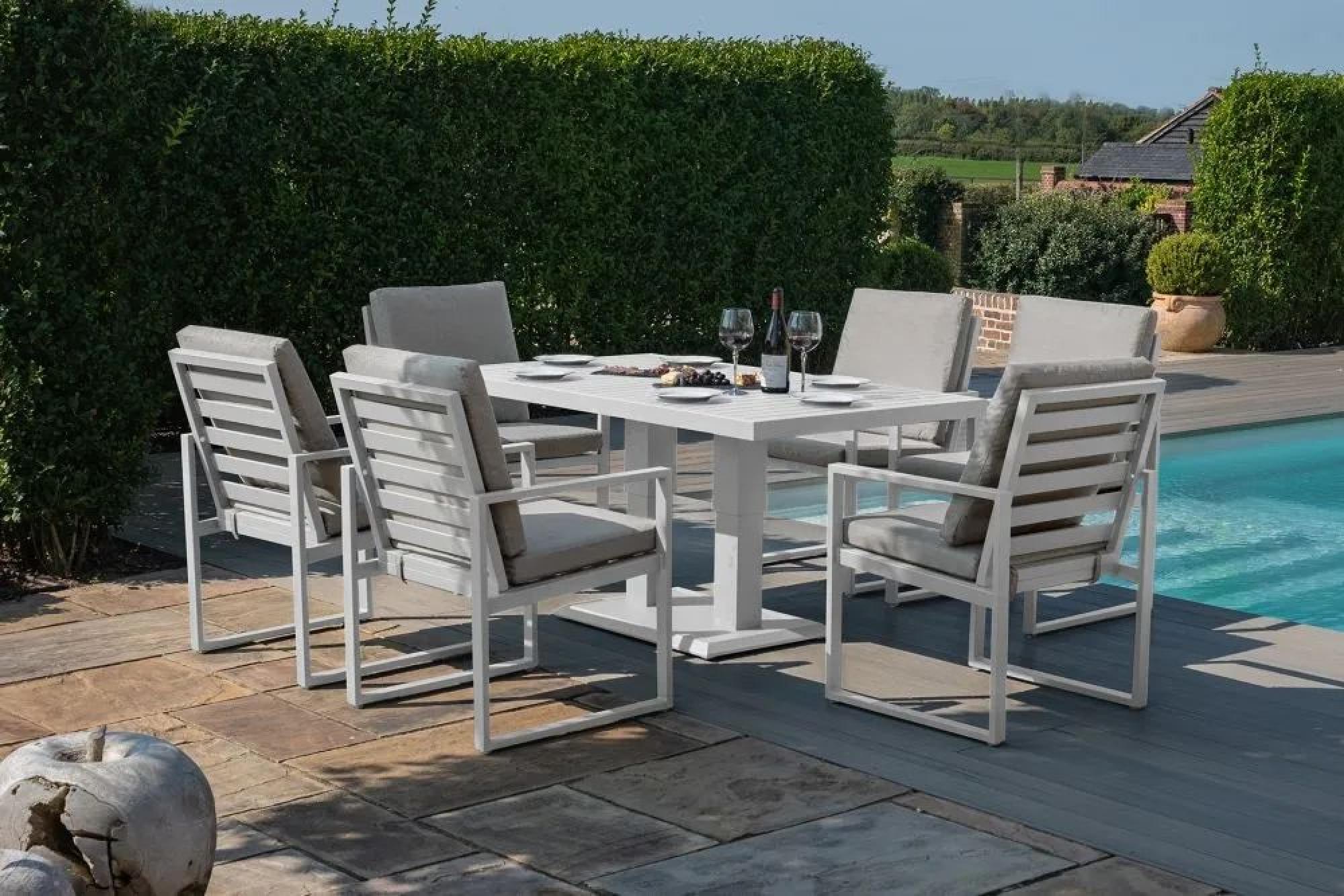 Product photograph of Maze Amalfi 6 Seat Rectangular Dining Set With Gas Lift Rising Table from Choice Furniture Superstore.