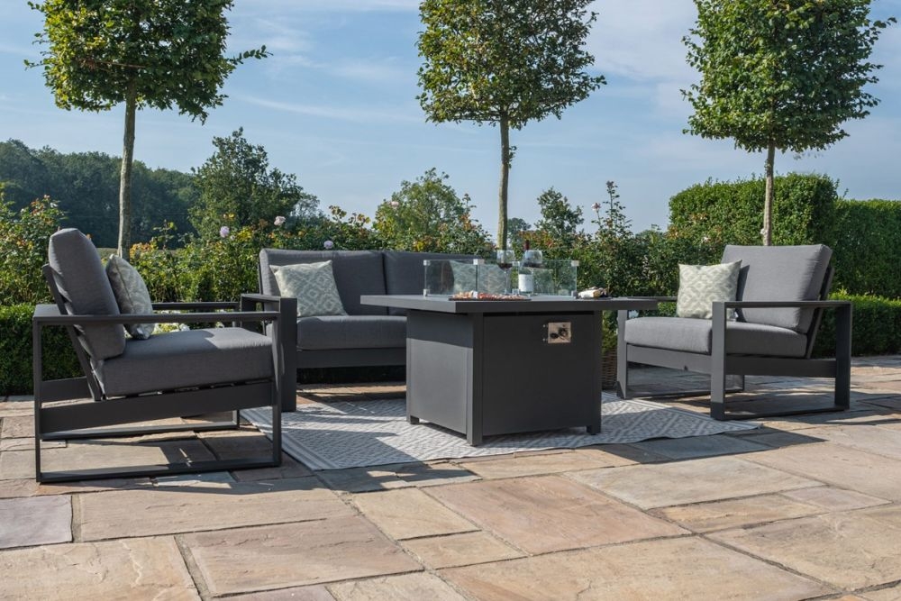 Product photograph of Maze Amalfi Grey 2 Seat Sofa Dining Set With Fire Pit Table from Choice Furniture Superstore.