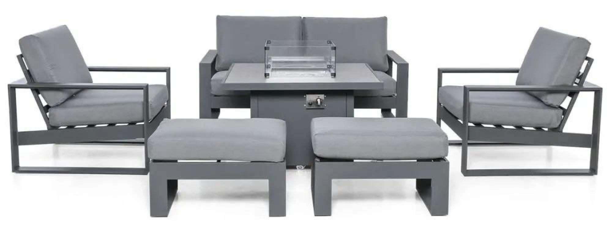 Product photograph of Maze Amalfi Grey 2 Seat Sofa Dining Set With Fire Pit Table from Choice Furniture Superstore.