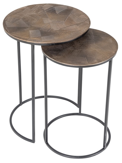 Product photograph of Tulum Set Of 2 Brushed Gold Round End Tables from Choice Furniture Superstore.