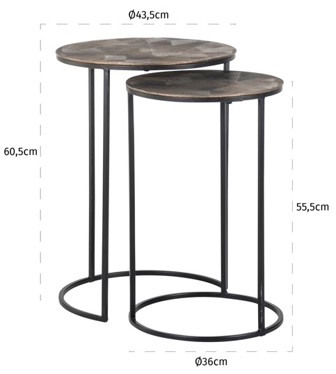 Product photograph of Tulum Set Of 2 Brushed Gold Round End Tables from Choice Furniture Superstore.