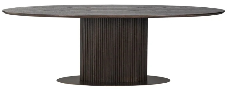 Product photograph of Luxor Brown Fluted Ribbed Dining Table 300cm Seats 10 To 12 Diners Oval Top from Choice Furniture Superstore.