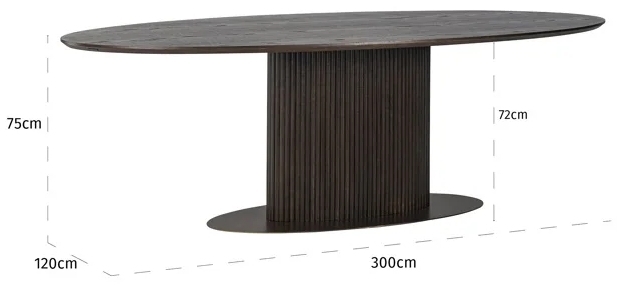 Product photograph of Luxor Brown Fluted Ribbed Dining Table 300cm Seats 10 To 12 Diners Oval Top from Choice Furniture Superstore.