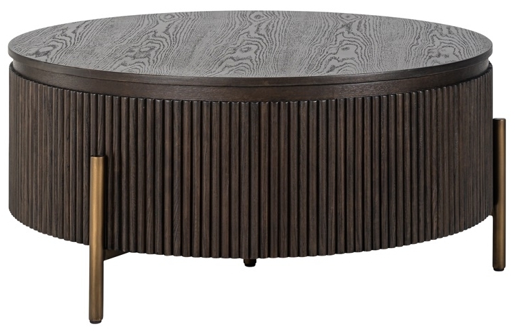 Product photograph of Luxor Brown Fluted Ribbed Round Coffee Table from Choice Furniture Superstore.