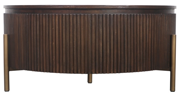 Product photograph of Luxor Brown Fluted Ribbed Round Coffee Table from Choice Furniture Superstore.