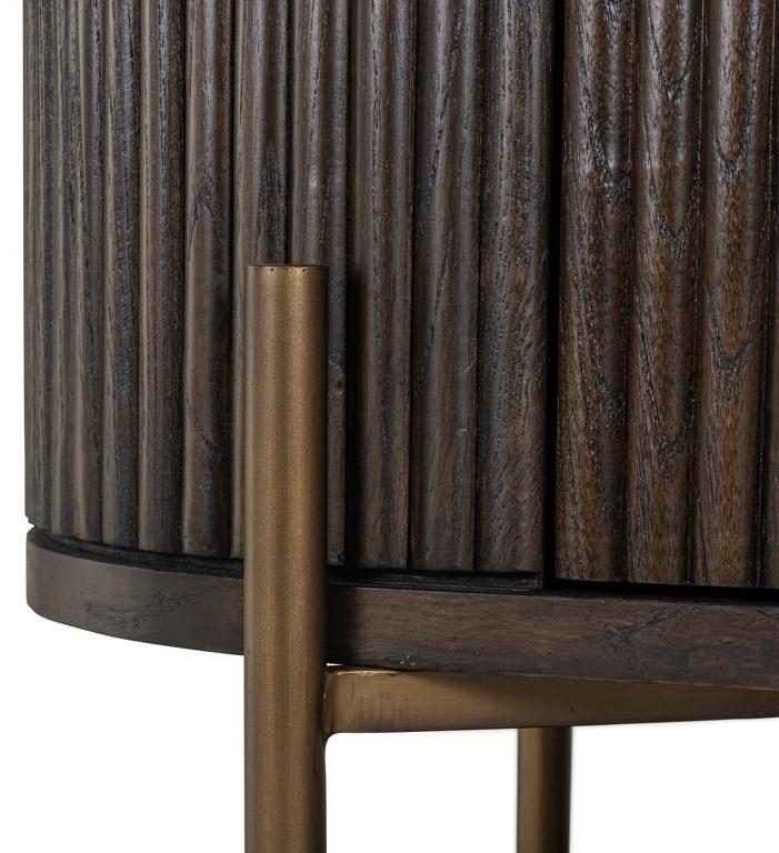 Product photograph of Luxor Brushed Brass Ribbed 1 Door Large Curved Cabinet from Choice Furniture Superstore.