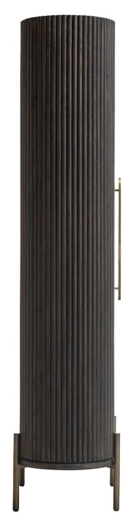 Product photograph of Luxor Brushed Brass Ribbed 1 Door Large Curved Cabinet from Choice Furniture Superstore.