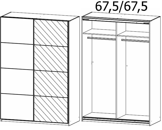 Product photograph of Rauch Subito Sonoma Oak 2 Door Sliding Wardrobe With 1 Mirror Front - 136cm from Choice Furniture Superstore.