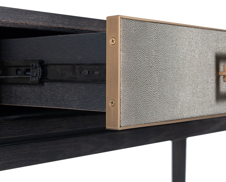 Product photograph of Bloomingville Shagreen Faux Leather 3 Drawer Console Table from Choice Furniture Superstore.