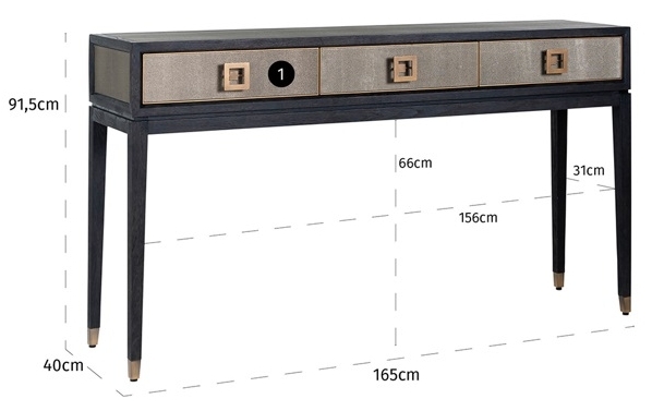 Bloomingville Shagreen Faux Leather 3 Drawer Console Table