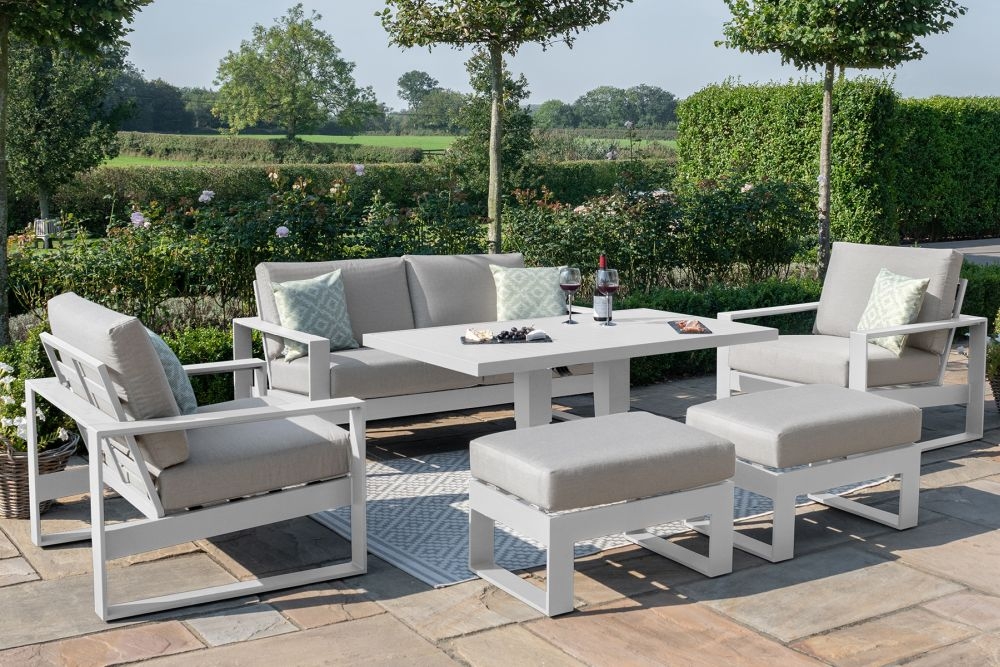 Product photograph of Maze Amalfi White 2 Seat Sofa Set With Gas Lift Rising Table from Choice Furniture Superstore.