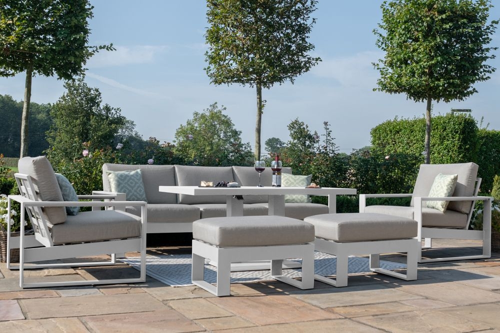 Product photograph of Maze Amalfi White 3 Seat Sofa Set With Gas Lift Rising Table from Choice Furniture Superstore.