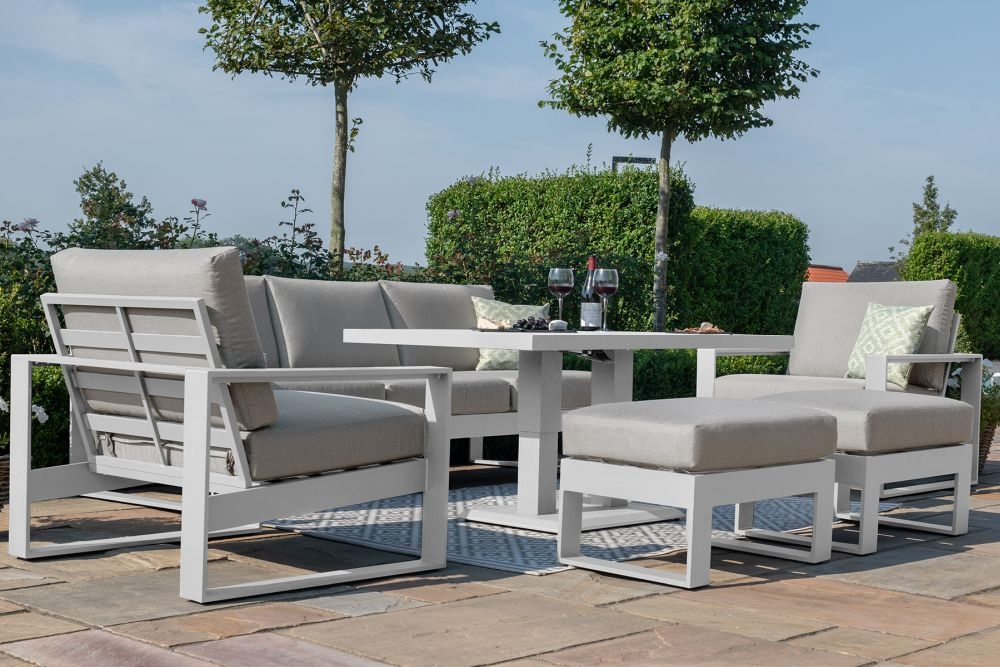 Product photograph of Maze Amalfi White 3 Seat Sofa Set With Gas Lift Rising Table from Choice Furniture Superstore.