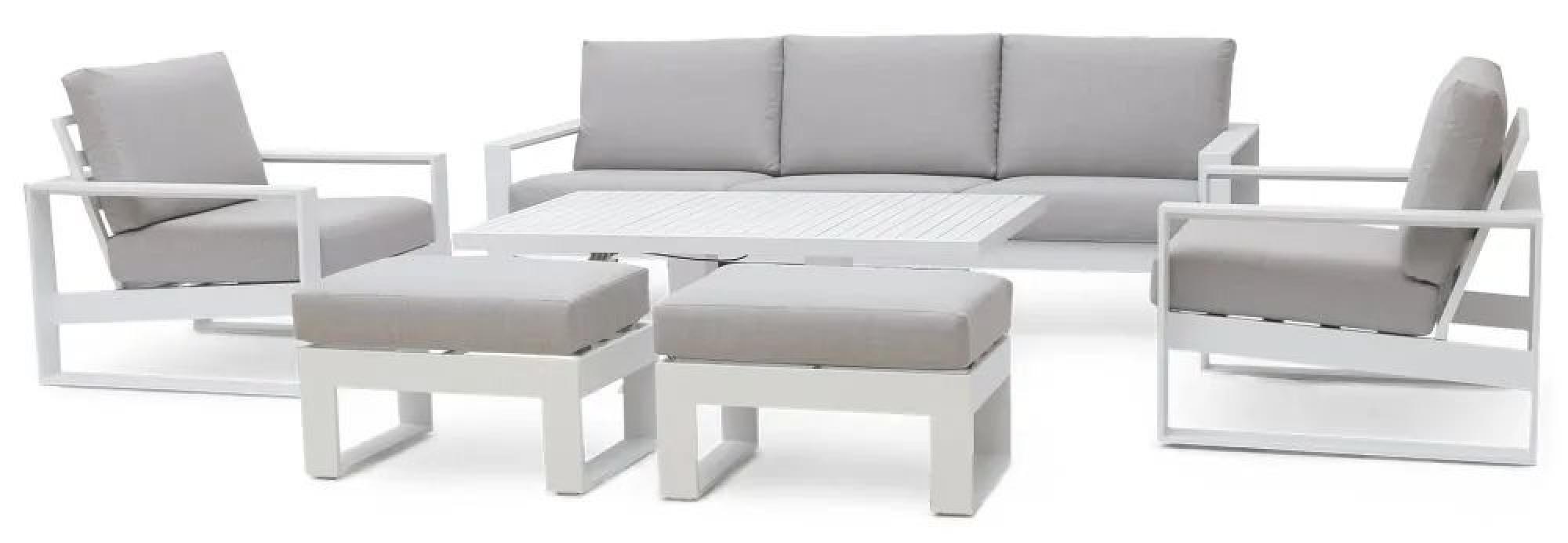 Product photograph of Maze Amalfi White 3 Seat Sofa Set With Gas Lift Rising Table from Choice Furniture Superstore.