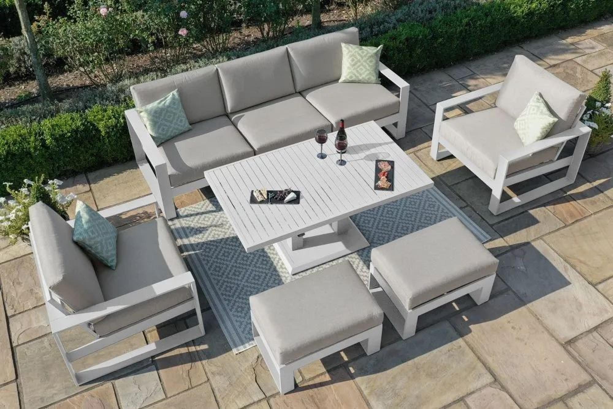 Product photograph of Maze Amalfi White 3 Seat Sofa Set With Gas Lift Rising Table from Choice Furniture Superstore.