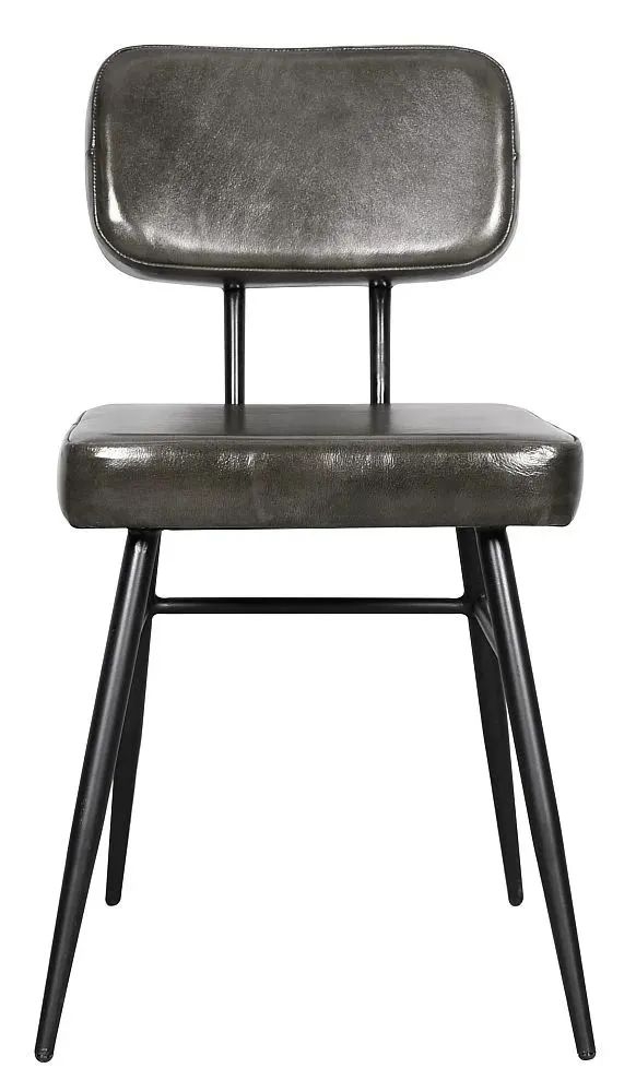 Product photograph of Louise Black Dining Chair Genuine Leather With Metal Legs Sold In Pairs from Choice Furniture Superstore.