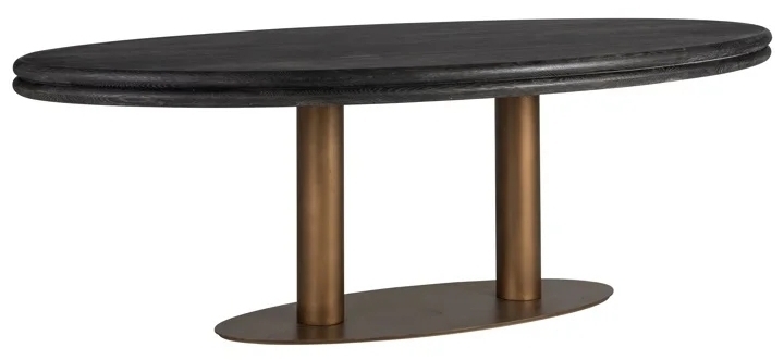 Product photograph of Macaron Black Rustic Dining Table 235cm Seats 8 To 10 Diners Oval Top from Choice Furniture Superstore.