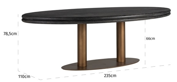 Product photograph of Macaron Black Rustic Dining Table 235cm Seats 8 To 10 Diners Oval Top from Choice Furniture Superstore.