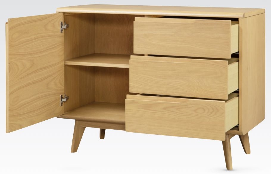 Product photograph of Carrington Oak Compact 1 Door Sideboard from Choice Furniture Superstore.