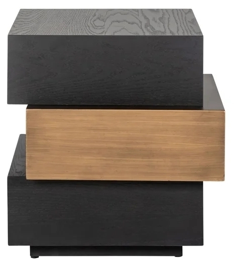 Product photograph of Cambon Dark Oak And Brass Layered Side Table from Choice Furniture Superstore.