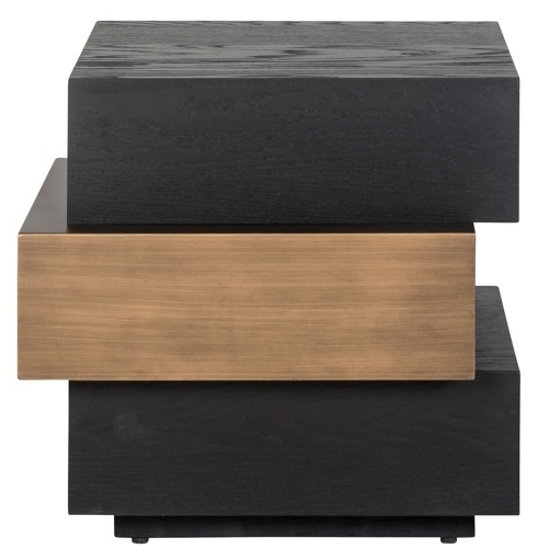 Product photograph of Cambon Dark Oak And Brass Layered Side Table from Choice Furniture Superstore.