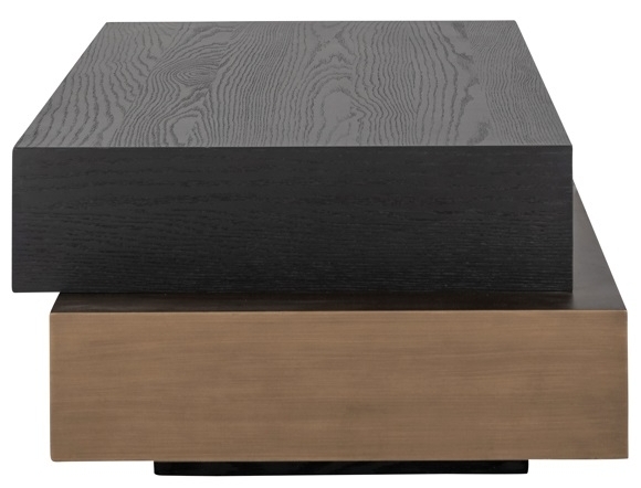 Product photograph of Cambon Dark Oak And Brass Layered Coffee Table from Choice Furniture Superstore.