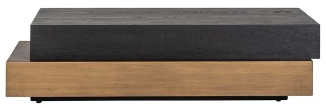 Product photograph of Cambon Dark Oak And Brass Layered Coffee Table from Choice Furniture Superstore.