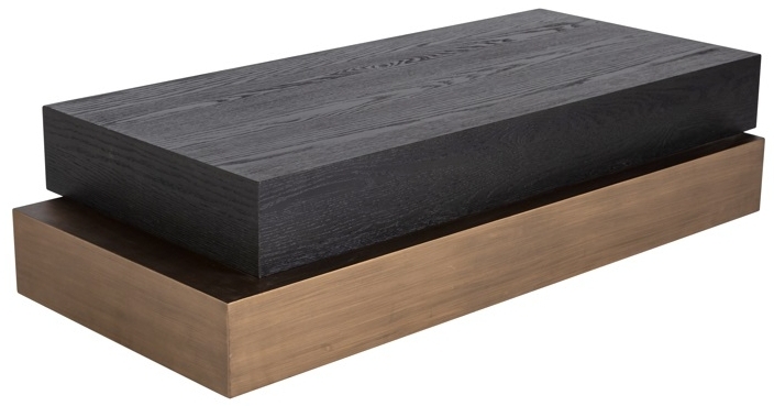 Product photograph of Cambon Dark Oak And Brass Layered Coffee Table from Choice Furniture Superstore.