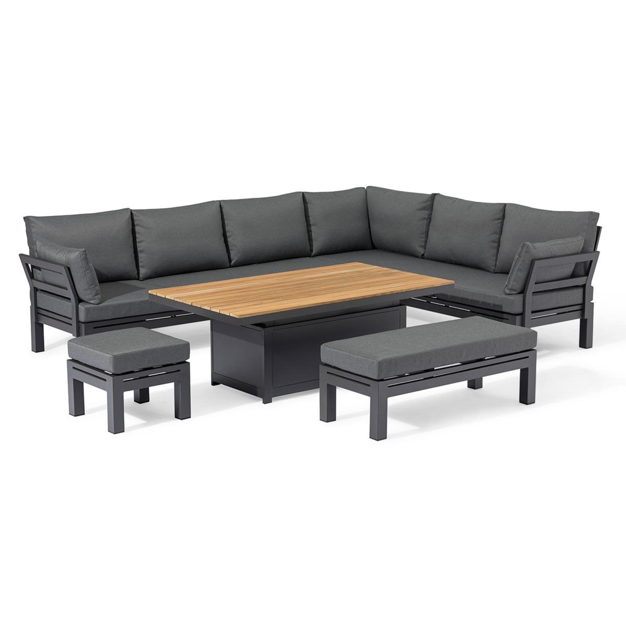 Product photograph of Maze Oslo Corner Sofa With Teak Gas Lift Rectangular Rising Table from Choice Furniture Superstore.