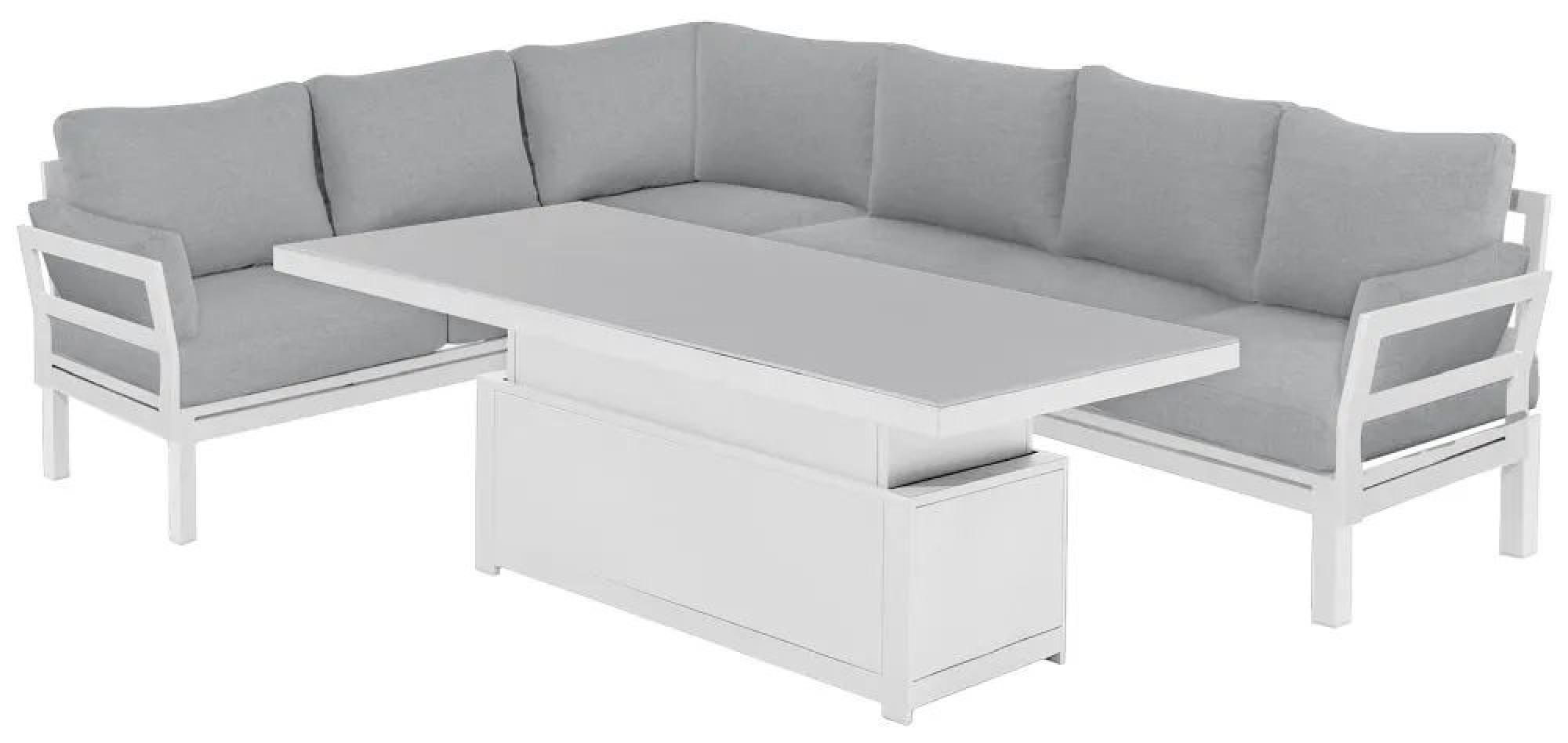 Product photograph of Maze Oslo White Corner Sofa With Rectangular Rising Table from Choice Furniture Superstore.