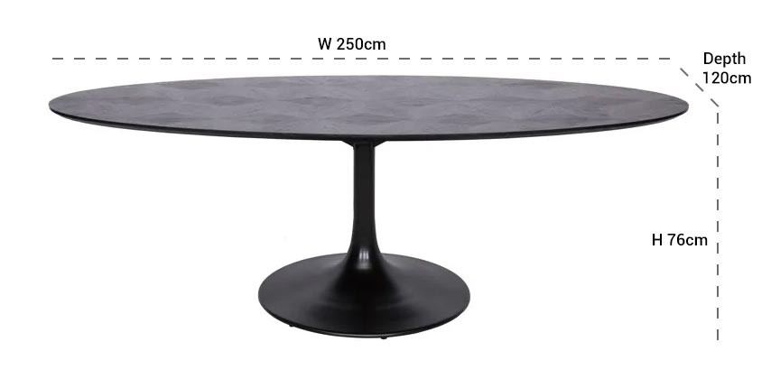 Product photograph of Blax Black Oak 250cm Oval Dining Table from Choice Furniture Superstore.
