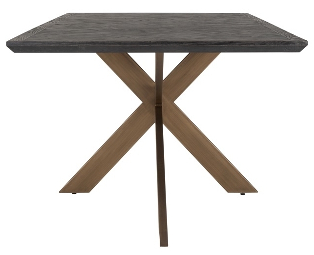 Product photograph of Blackbone Black Oak And Brass Rectangular Dining Table - 260cm from Choice Furniture Superstore.