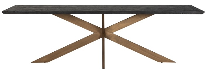 Product photograph of Blackbone Black Oak And Brass Rectangular Dining Table - 260cm from Choice Furniture Superstore.