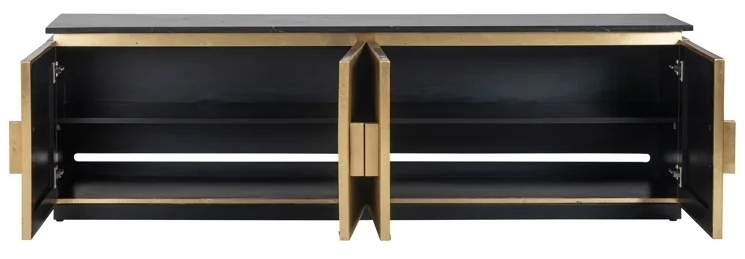 Product photograph of Ironville Golden And Black Marble Top 4 Door Tv Unit from Choice Furniture Superstore.