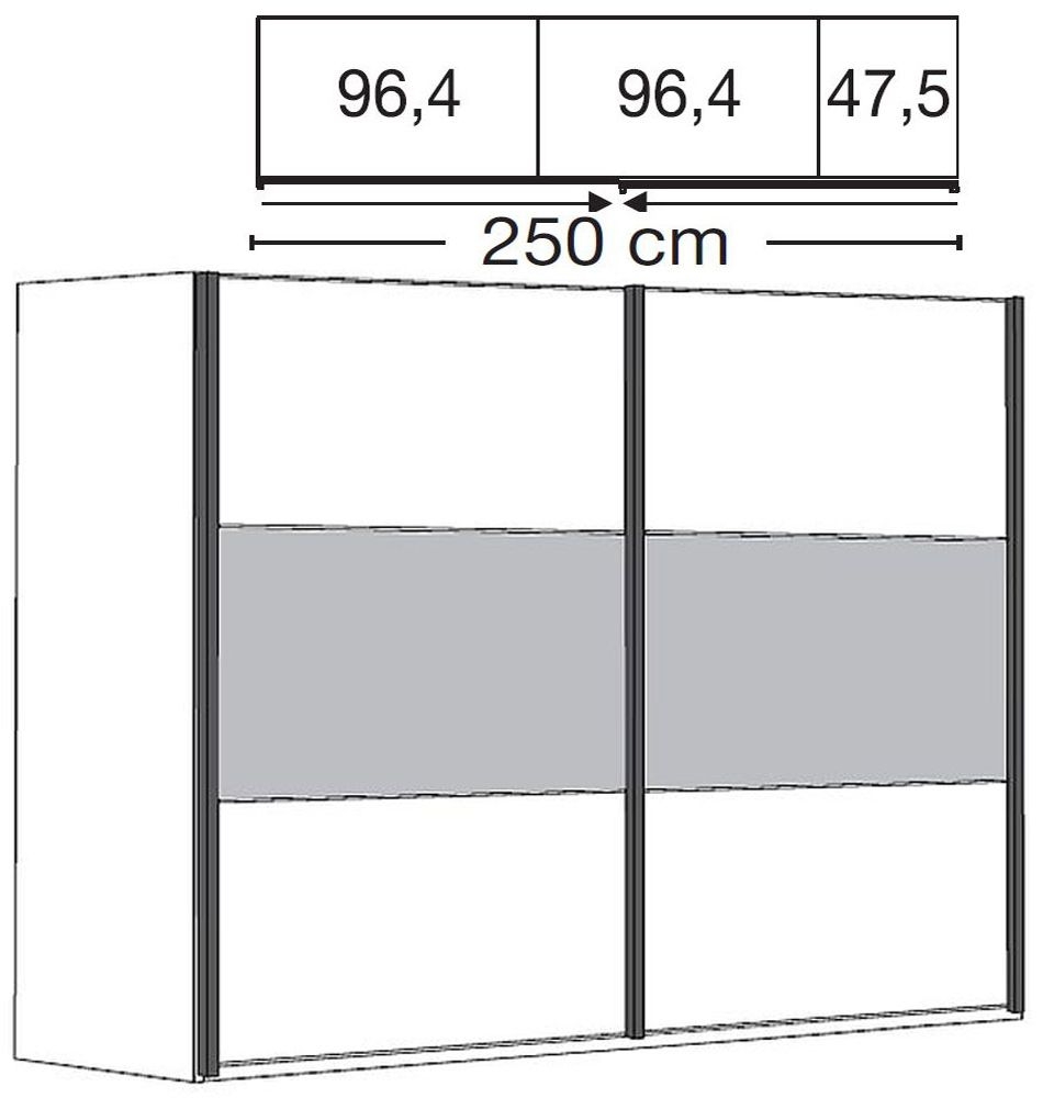 Product photograph of Wiemann Breda White 2 Door Sliding Wardrobe With Slate Colour Trim - W 250cm from Choice Furniture Superstore.