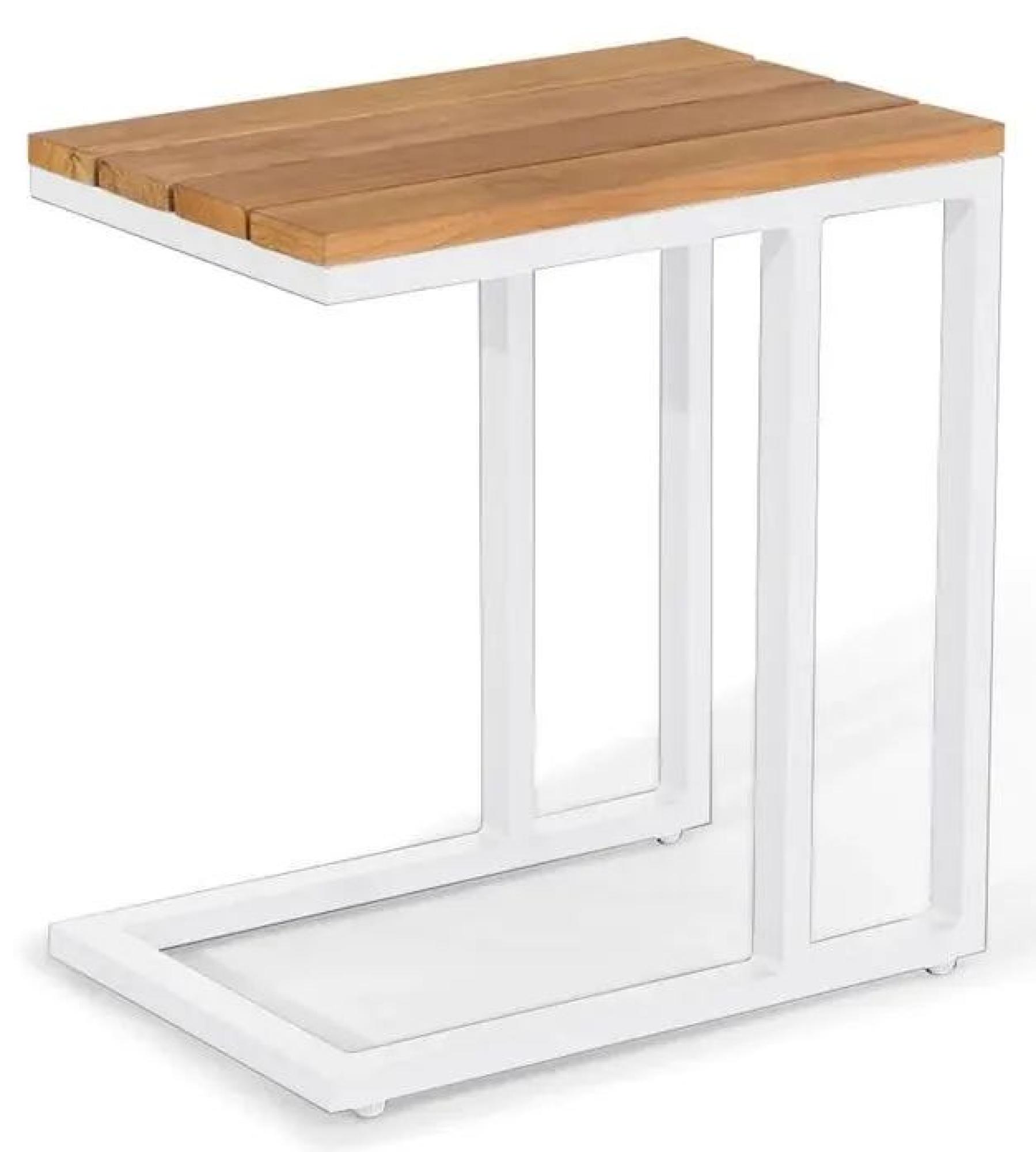 Product photograph of Maze Oslo White Teak U Shaped Side Table from Choice Furniture Superstore.