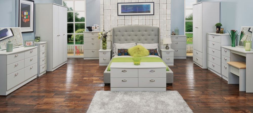 Product photograph of Victoria 5 Drawer Chest - Grey Matt from Choice Furniture Superstore.