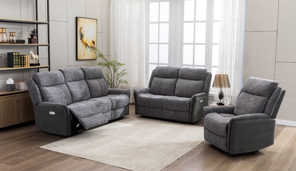 Product photograph of Treyton Fusion Grey Fabric Recliner Armchair from Choice Furniture Superstore.