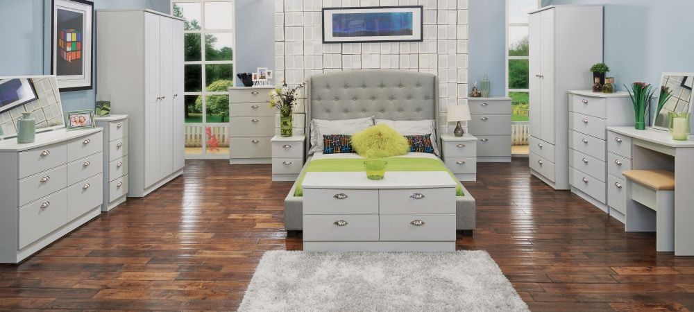 Product photograph of Victoria Grey 3 Drawer Deep Chest from Choice Furniture Superstore.