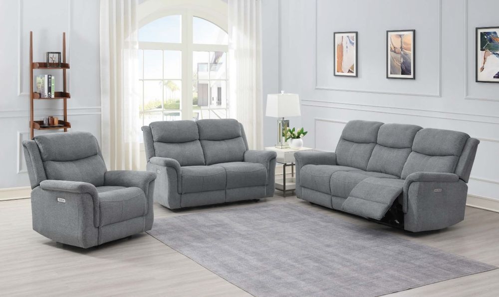 Product photograph of Faringdon Grey Fabric 2 Seater Recliner Sofa from Choice Furniture Superstore.