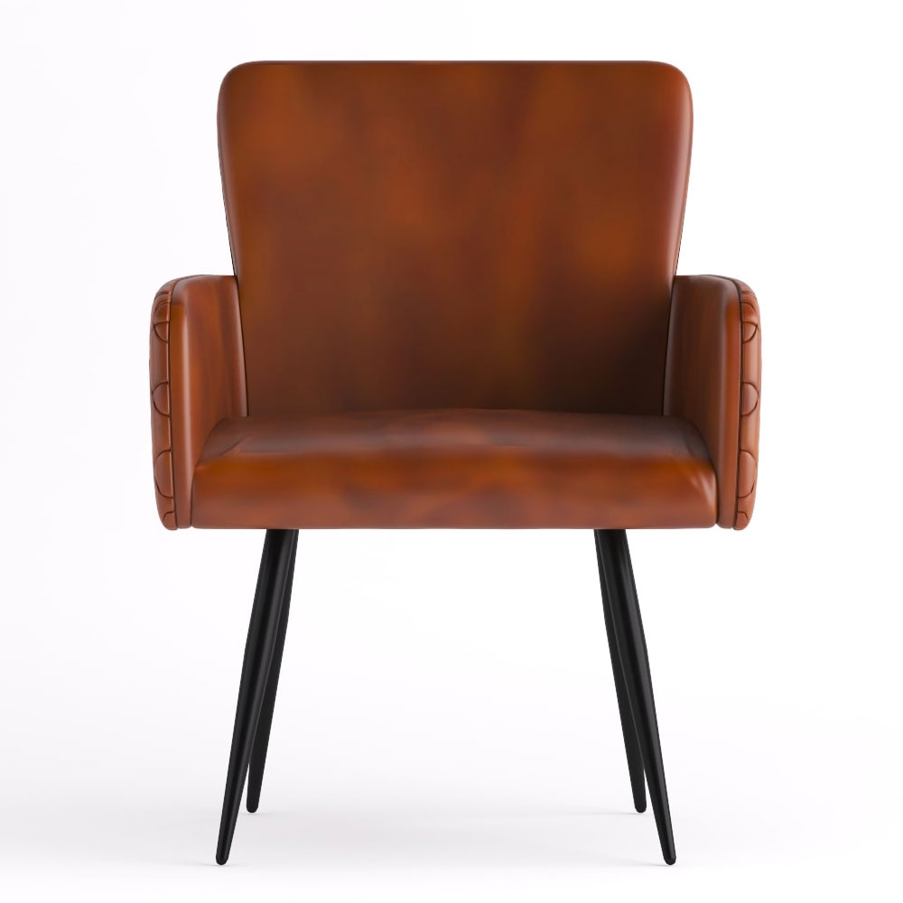 Product photograph of Stanton Brown Dining Armchair Genuine Leather With Metal Legs Sold In Pairs from Choice Furniture Superstore.