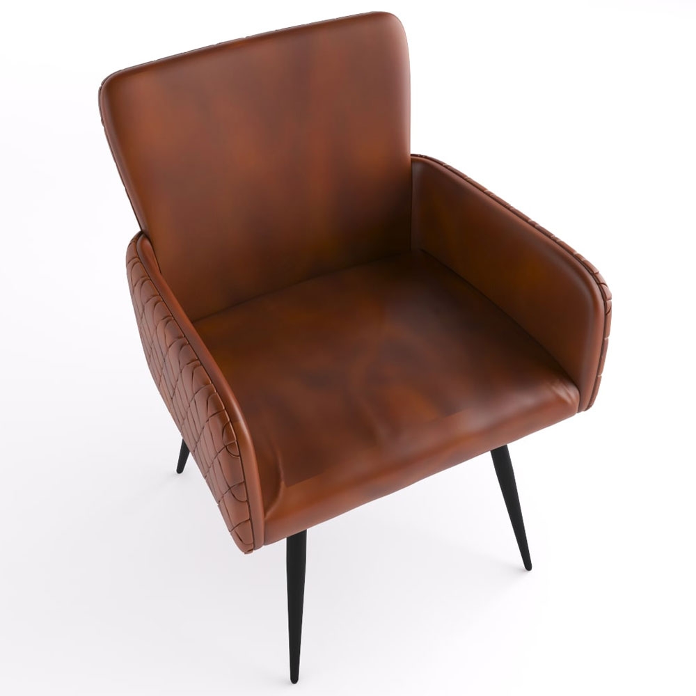 Product photograph of Stanton Brown Dining Armchair Genuine Leather With Metal Legs Sold In Pairs from Choice Furniture Superstore.